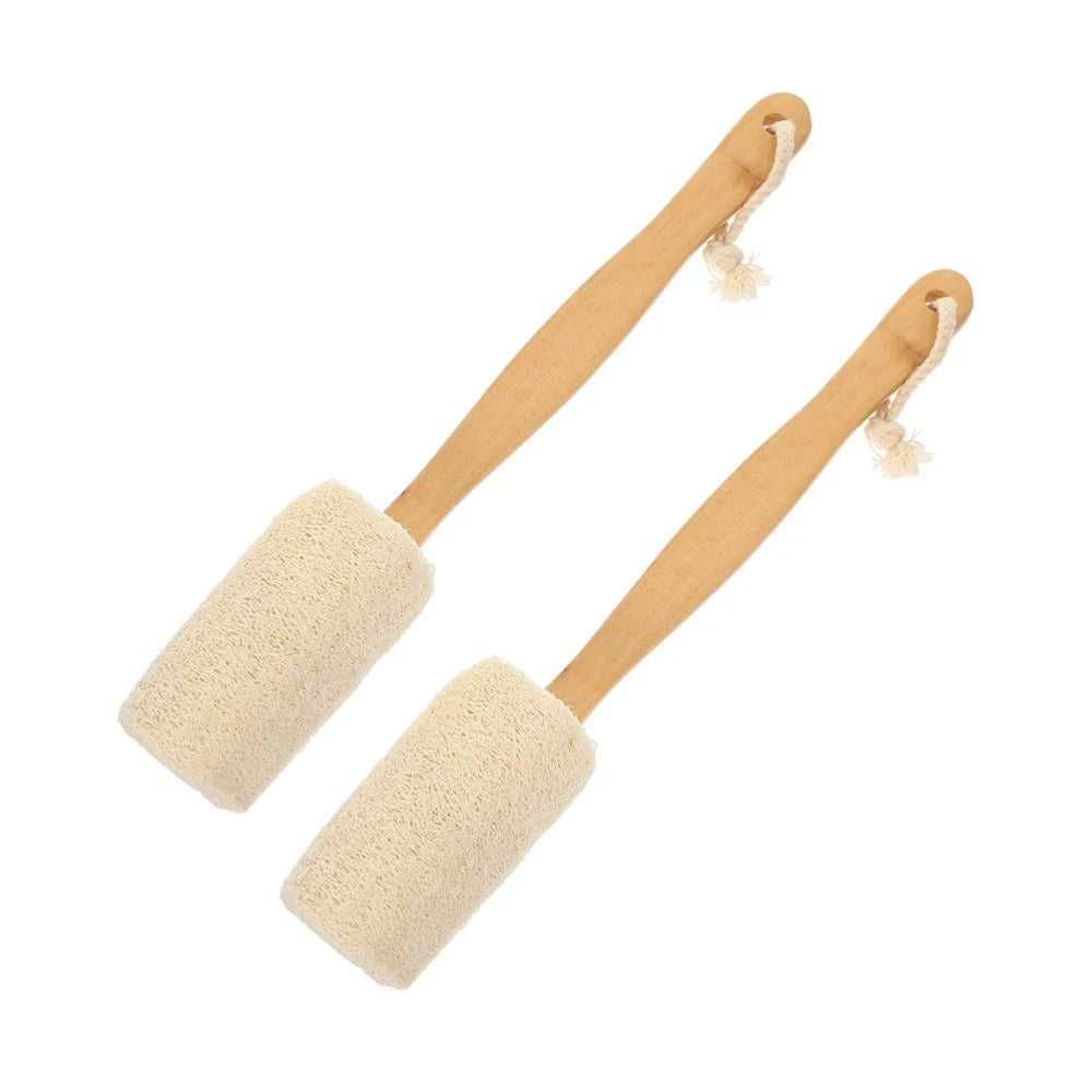 2 Pcs Loofah Shower Brush Body Cleaning Sponge Bath Back Scrubber