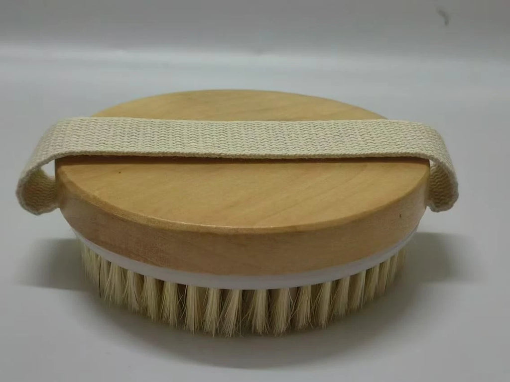 Dry Body Brush, Natural Bristle Bath Brush, Lymphatic Drainage, Exfoliate, Stimu