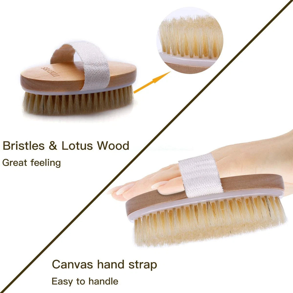 Dry Brushing Body Brush Exfoliating Brush Natural Bristle Bath Brush for Remove