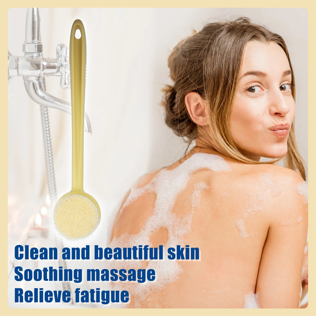 1Pcs Body Bath Brush Back Scrubber with Long Handle for Shower PP Beige