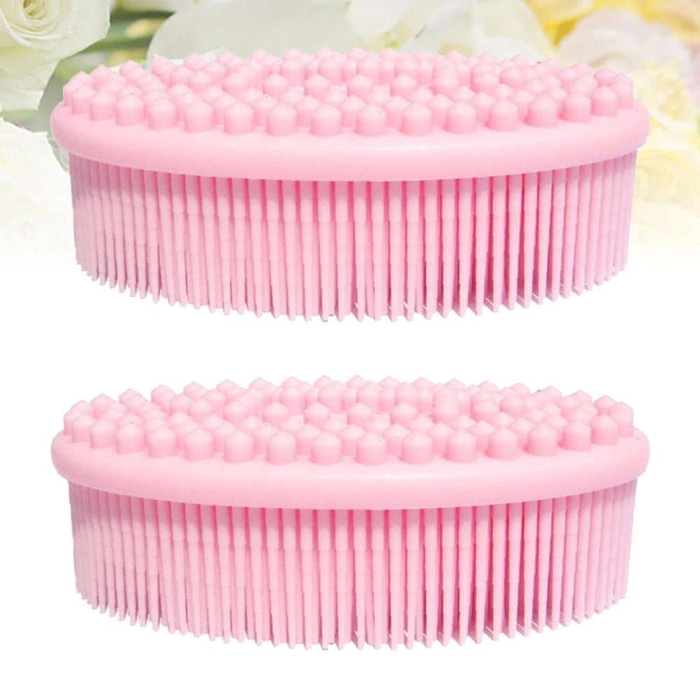 2 Pcs Massage Shampoo Brush Elder Silicone Bathing Shower Scrubber