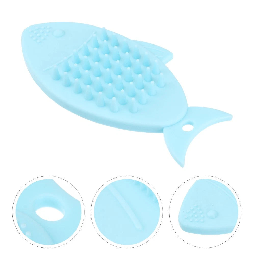 3 Pieces Fish-shaped Bath Brush Child Baby Silicone Cleaning Body
