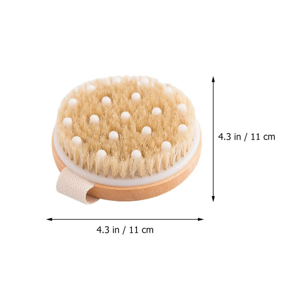 1PC Fine Wood Bath Brush Exfoliating Massage Brush (Khaki) No Handle Brush