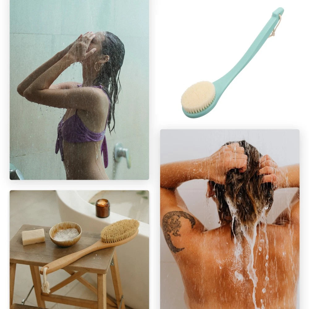 3 pcs Long Handle Shower Brush Body Brush Bath Brush Back Scrubber for