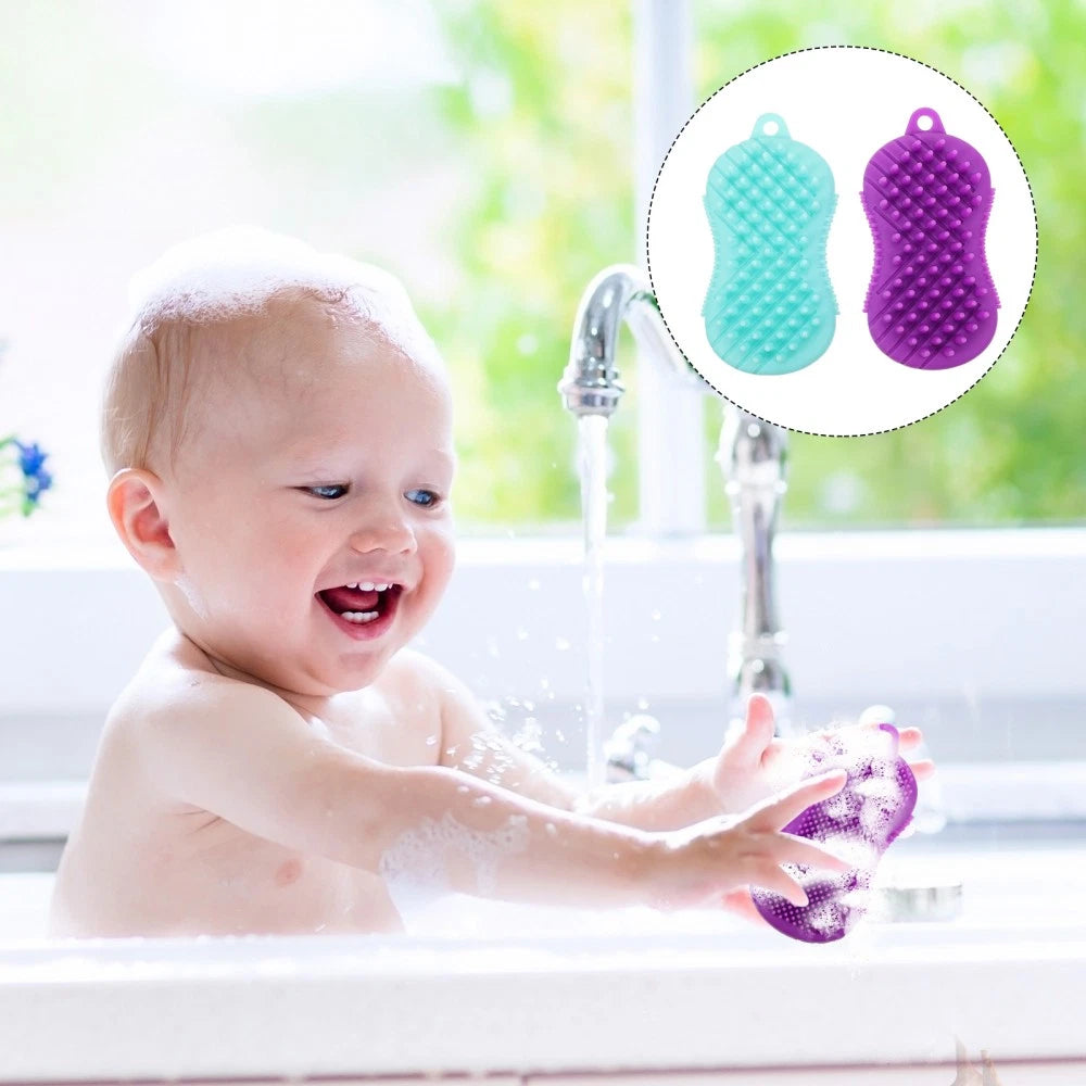 2 Pcs Silicone Bath Brush Scrubber for Body Baby Hair-washing Adults