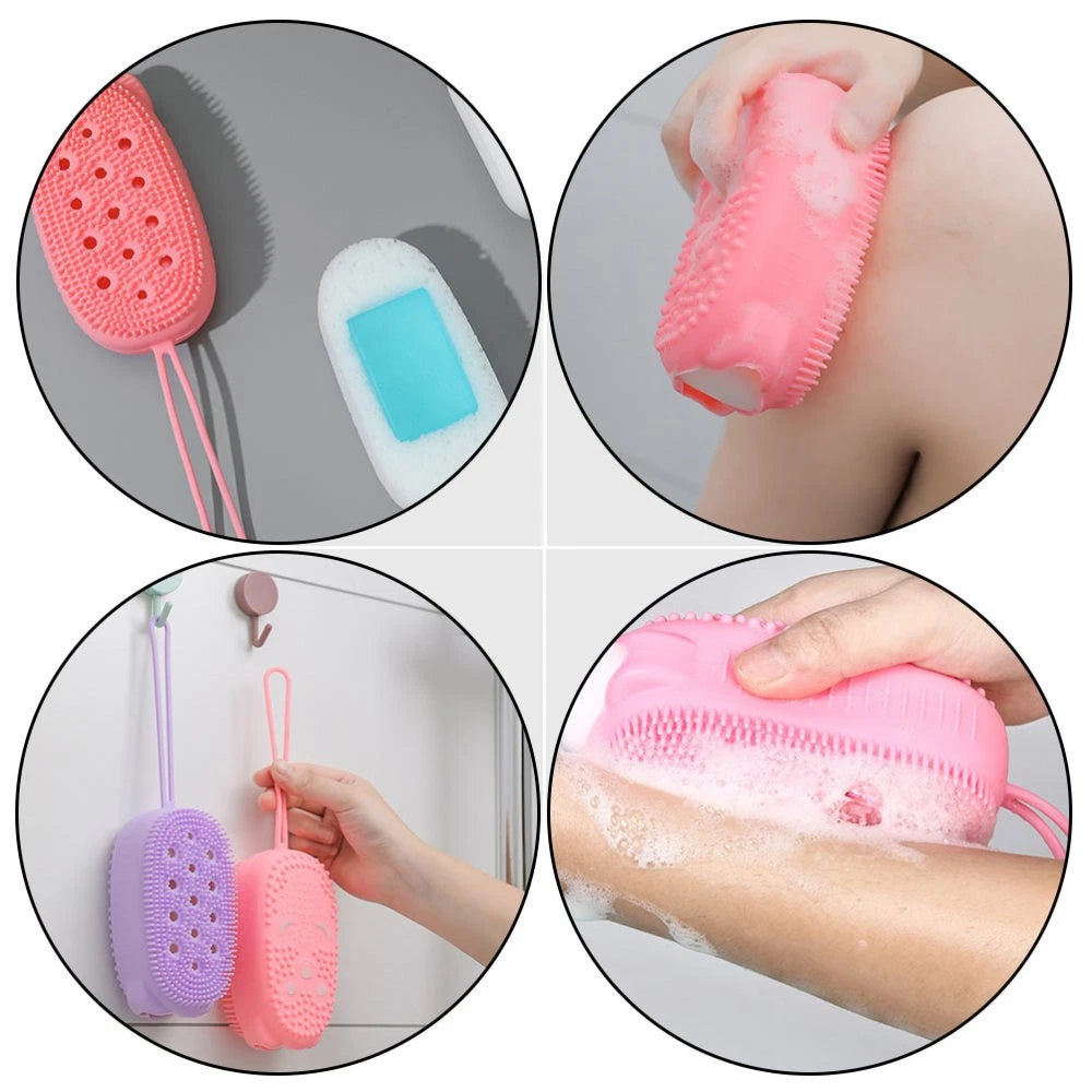6 Pcs Bath Brush Exfoliating Body Bathing Scrubber Silicone Cleaning