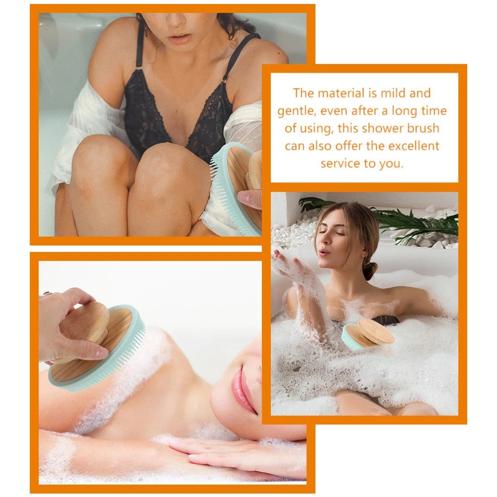 2pcs Silicone Bathing Long Teeth Body Cleaning Brush Mild Body Scrubber Brush