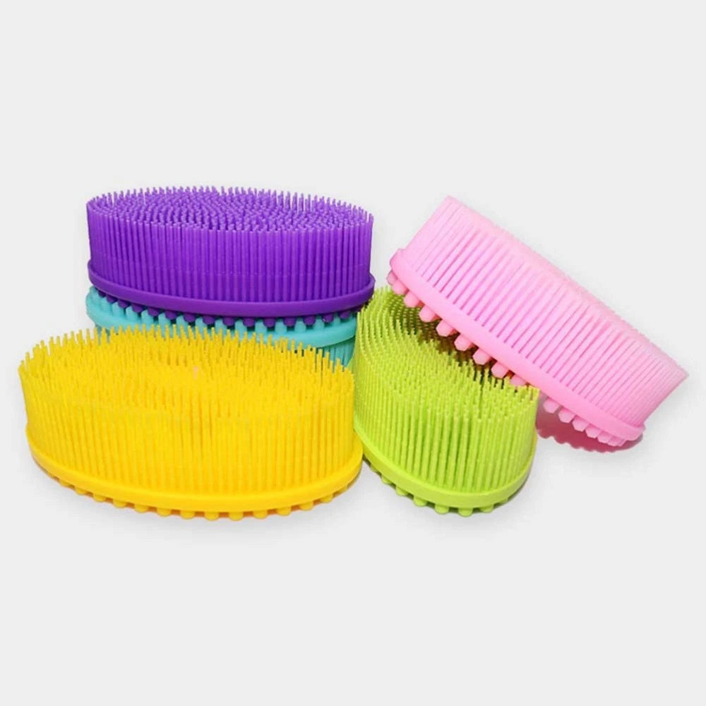 2 PCS Bath Brush Body Scrubber Silicone Exfoliator Baby Washing Bathing