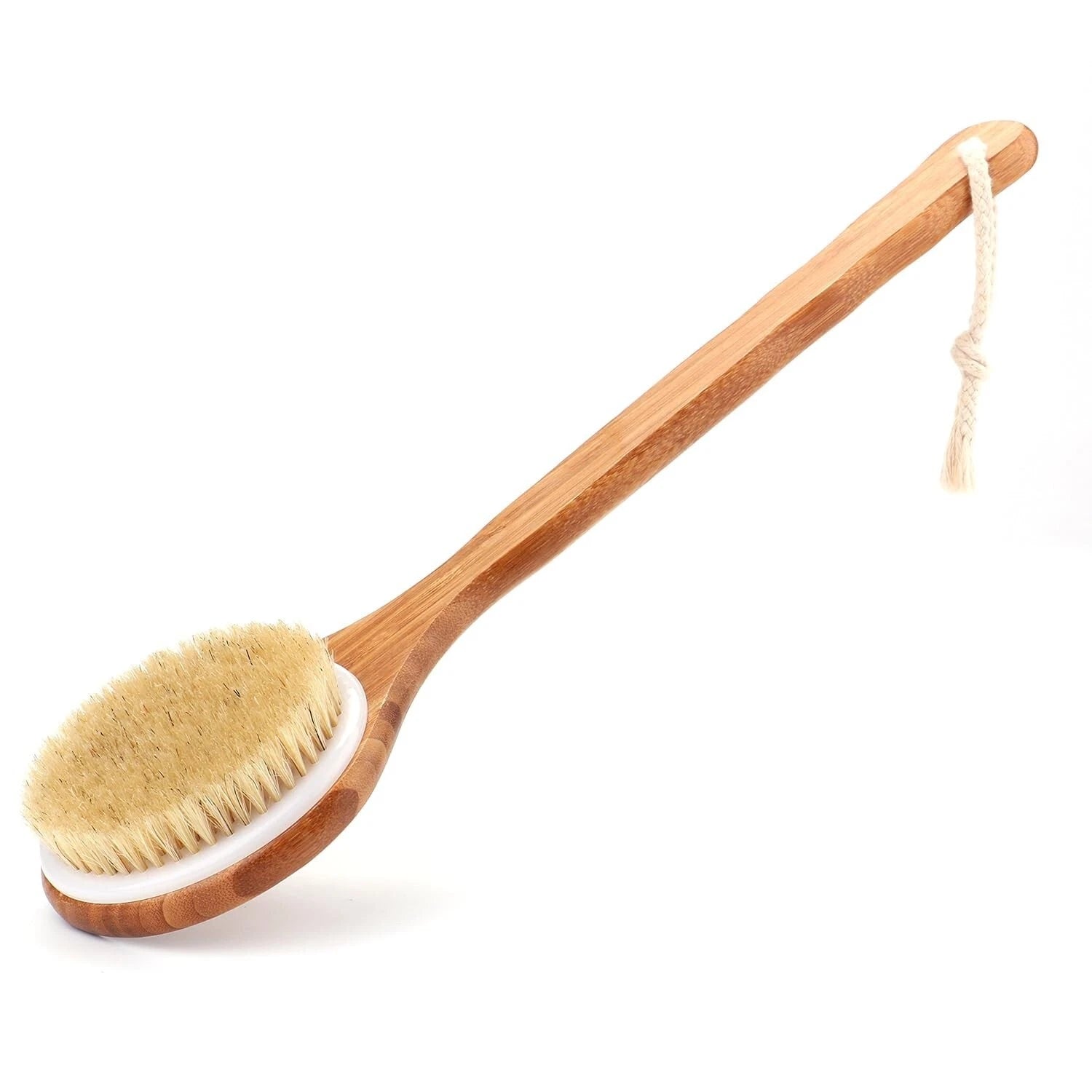 Natural Bristle Bamboo Shower Brush – Exfoliating Body Brush for Spa Experience