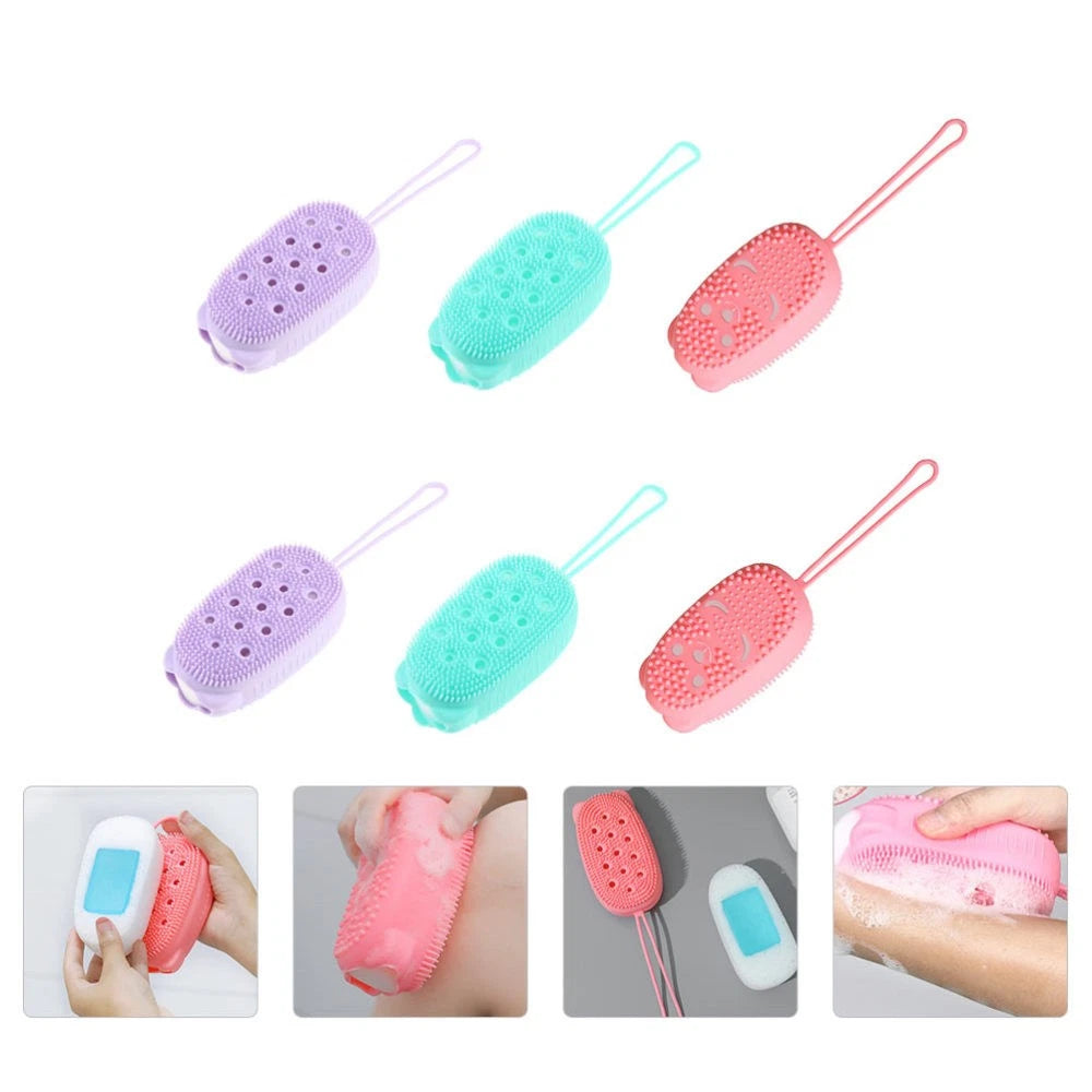 6 Pcs Bath Brush Exfoliating Body Bathing Scrubber Silicone Cleaning