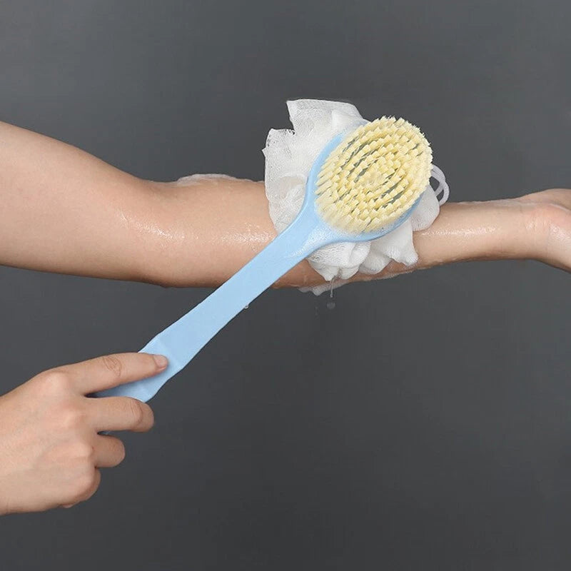Long Handle Rubbing Back Bath Brush Flower Ball For Adult Soft Hair Dual PurYYR