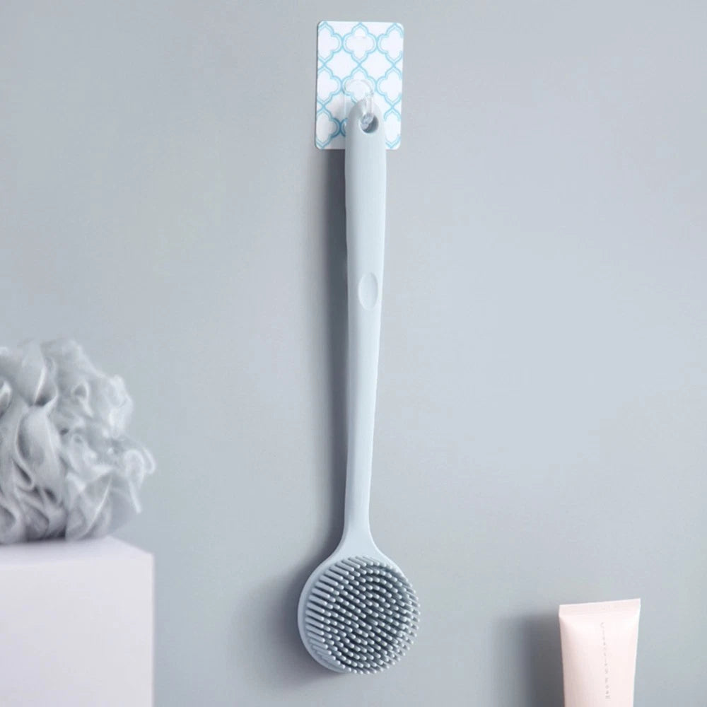 1pc Long Handle Shower Brush Silicone Body Brush Bath Brush Back Skin Scrubber