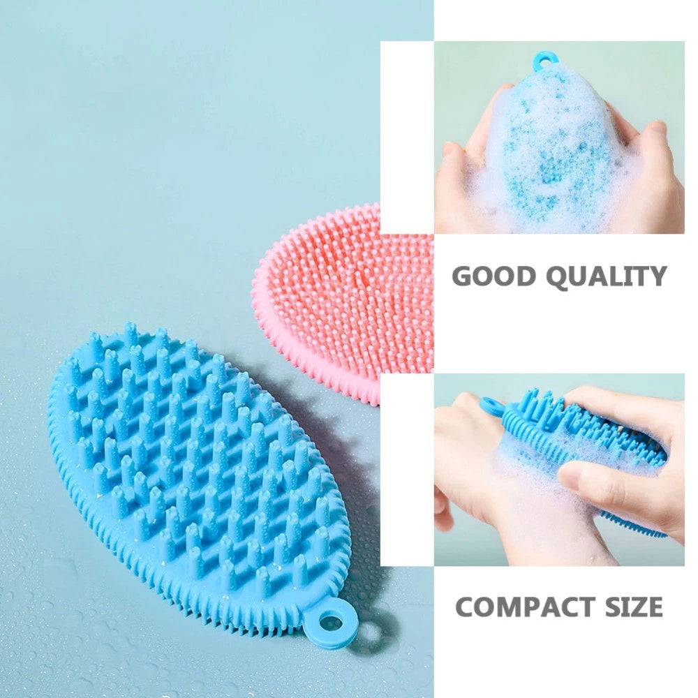 2 Pcs Bath Brush Body Exfoliator Man Newborn Cleaning Silicone Scrubber