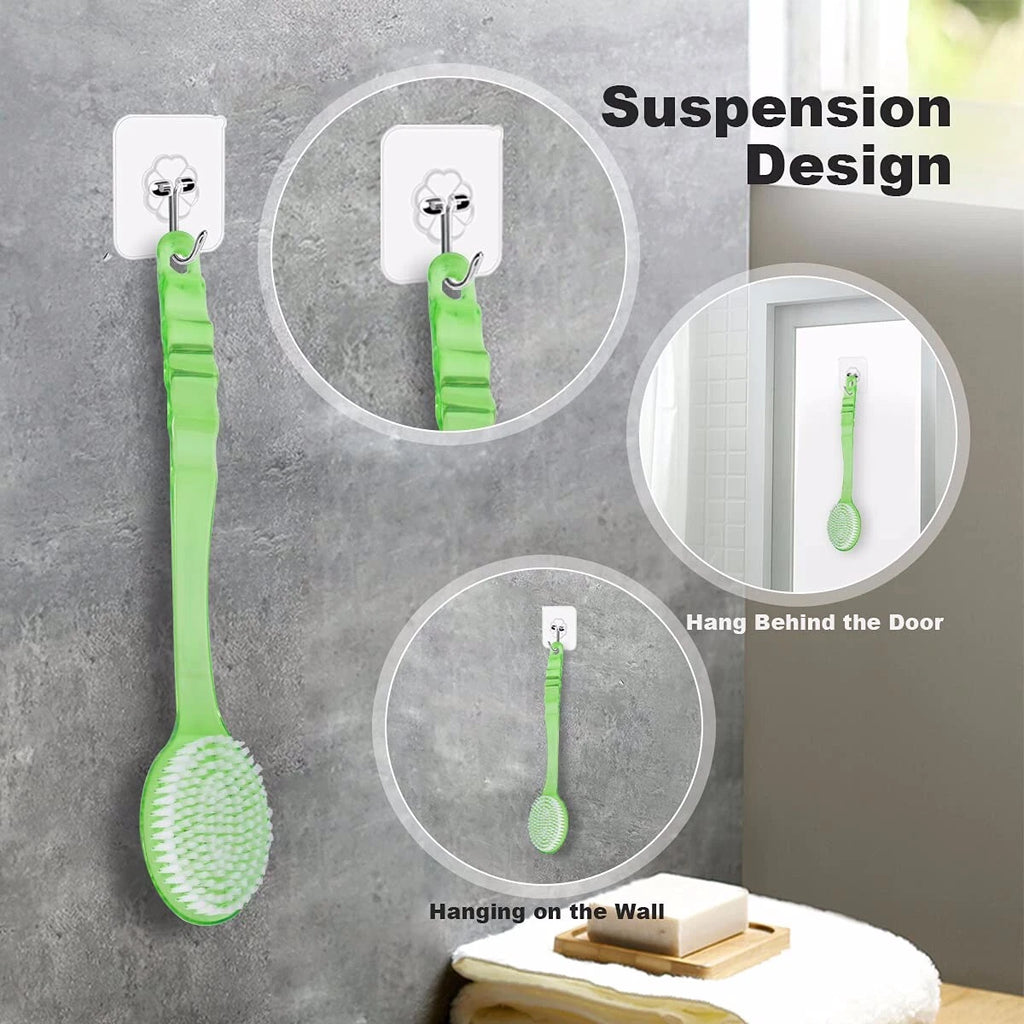 Long Handle Bristle Bath Brush, Body Scrub Brush, Massage Bead Bath Brush