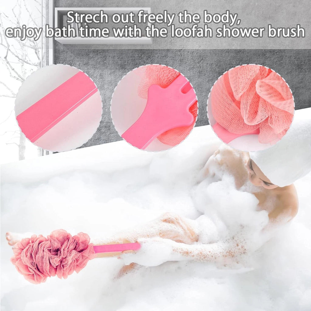 2-Pack Back Scrubber Loofah Brush with Long Handle for Shower