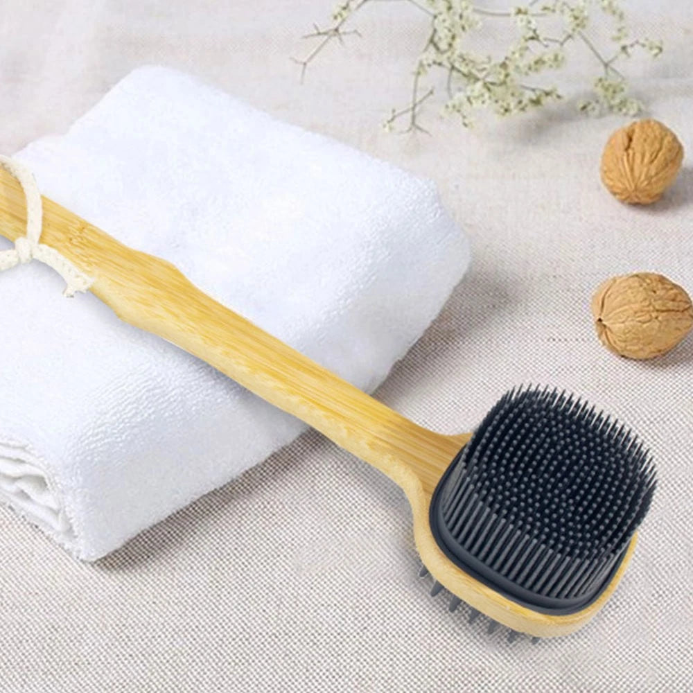 Bath Brush Miss Man Silicone Back Scrubber for Shower Body with Handle