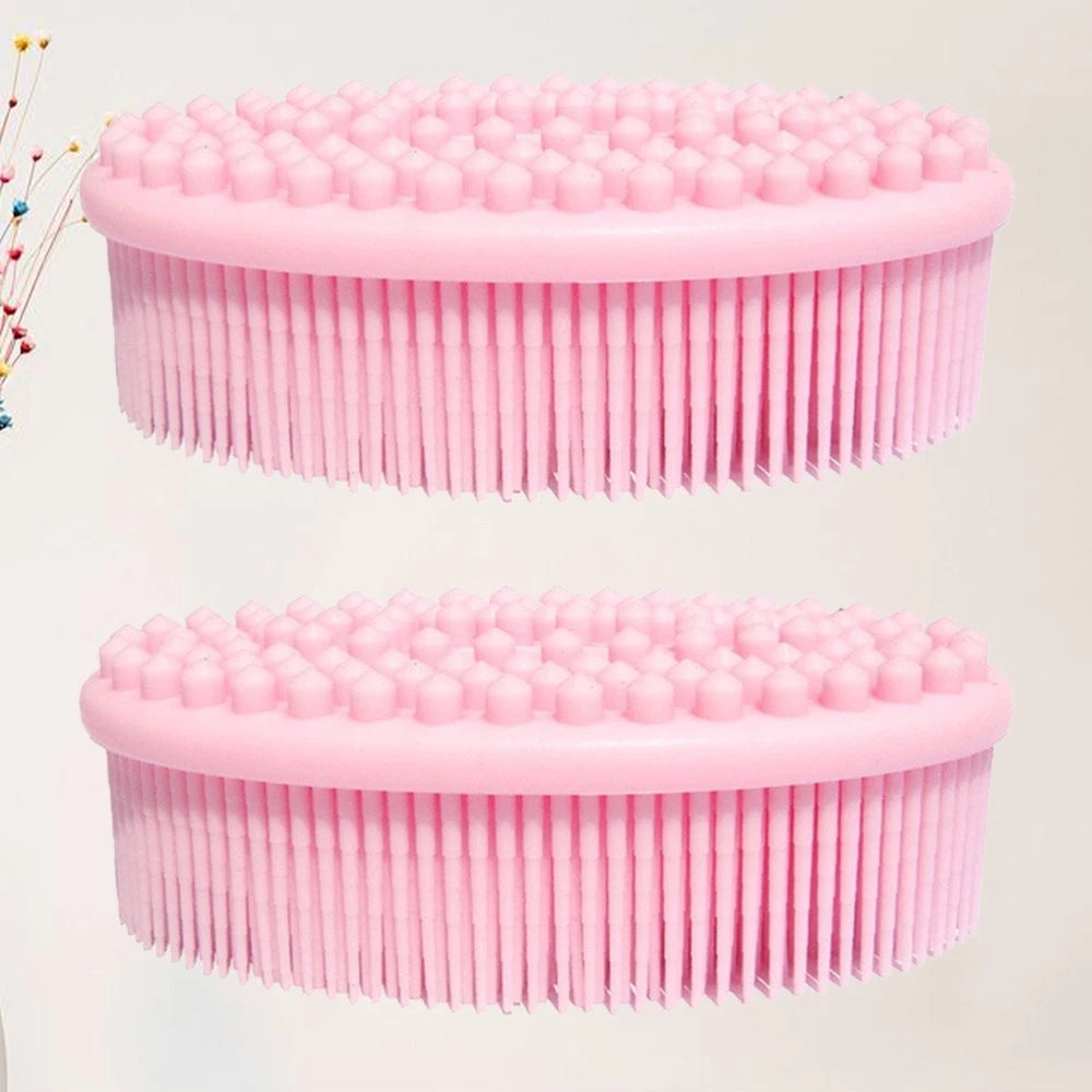 2 Pcs Massage Shampoo Brush Elder Silicone Bathing Shower Scrubber