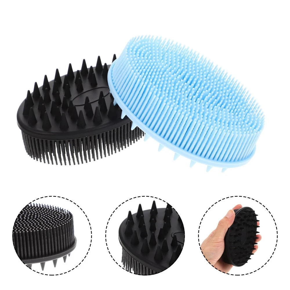2 Pcs Bath Brush Silicone Shower Scrubber Body with Handle