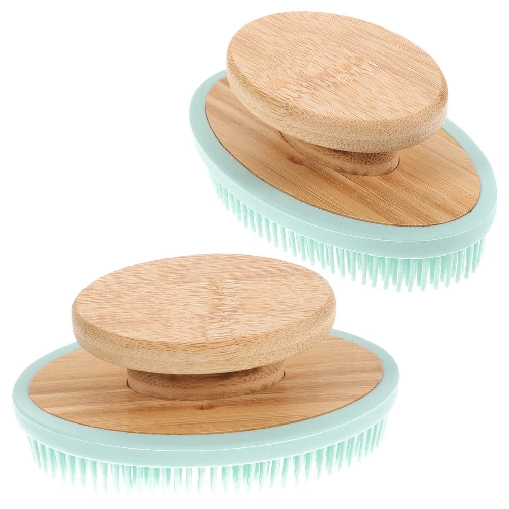 2pcs Silicone Bathing Long Teeth Body Cleaning Brush Mild Body Scrubber Brush