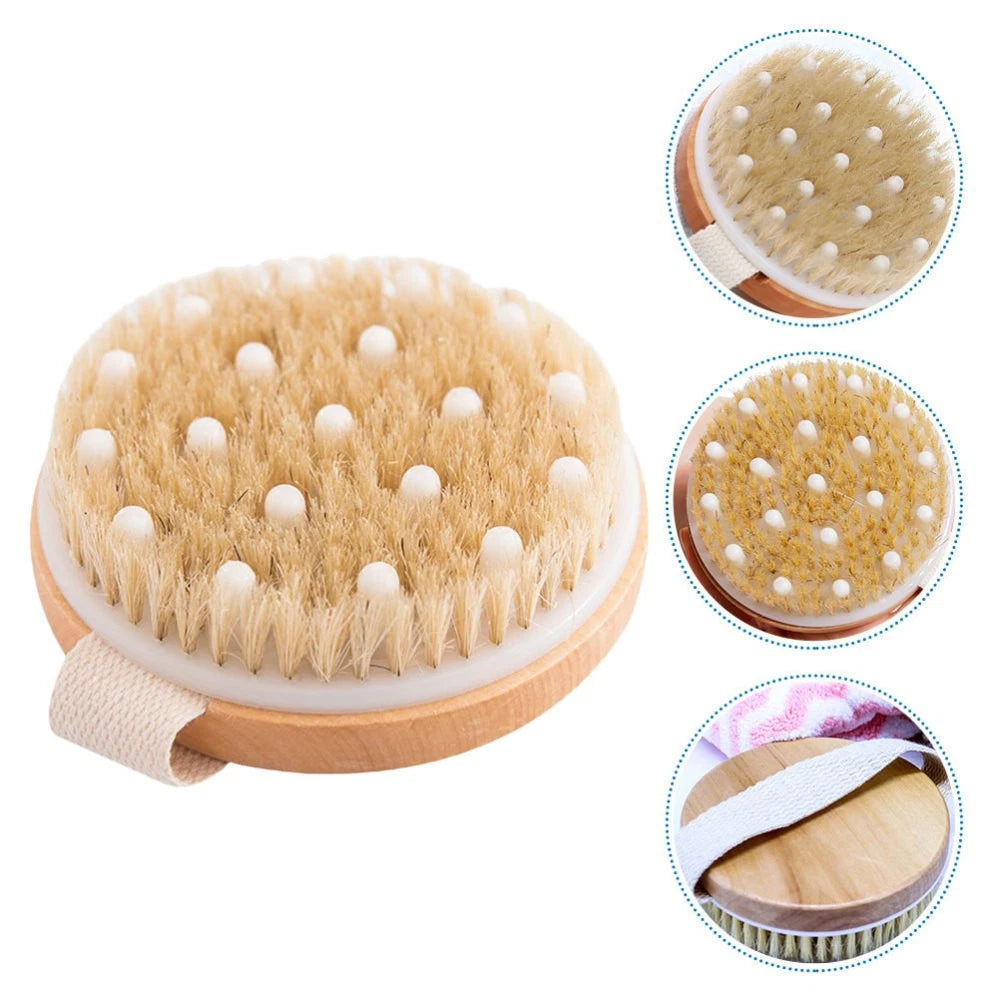 1PC Fine Wood Bath Brush Exfoliating Massage Brush (Khaki) No Handle Brush