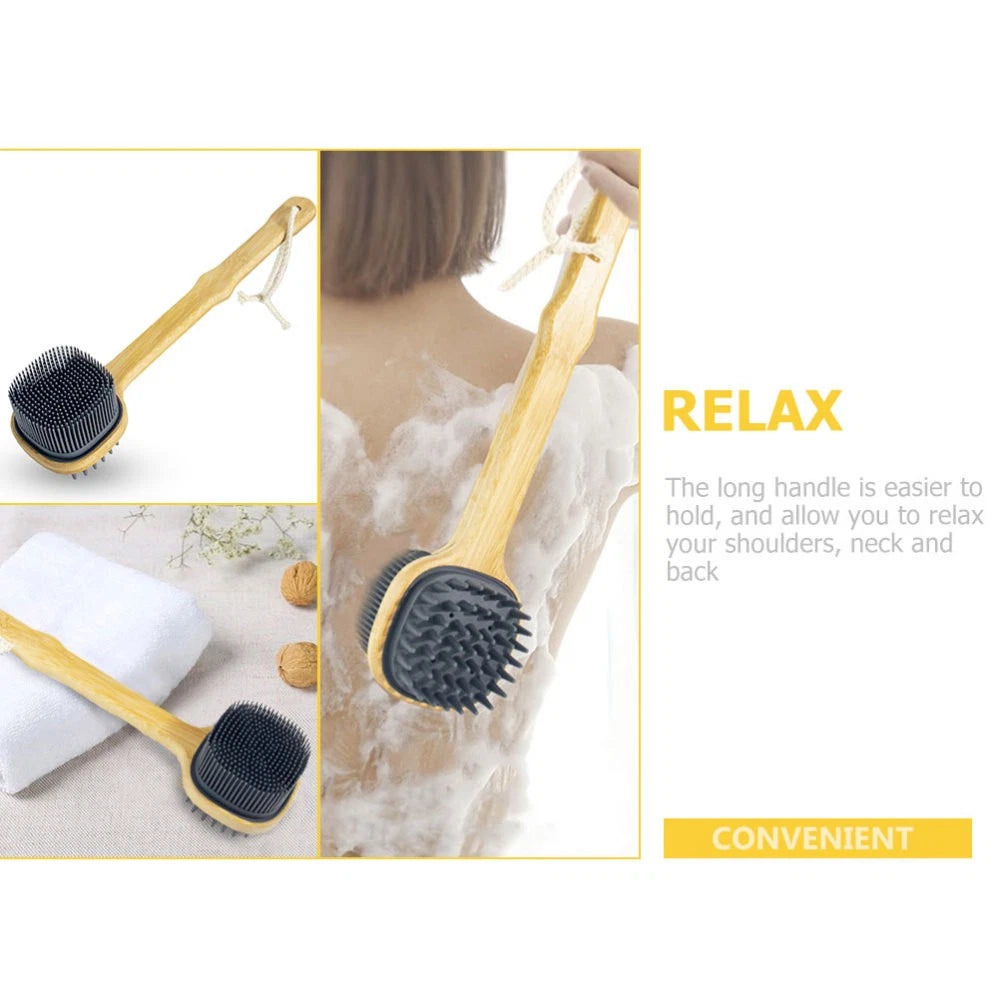 Bath Brush Miss Man Silicone Body Scrubber with Handle Back Shower