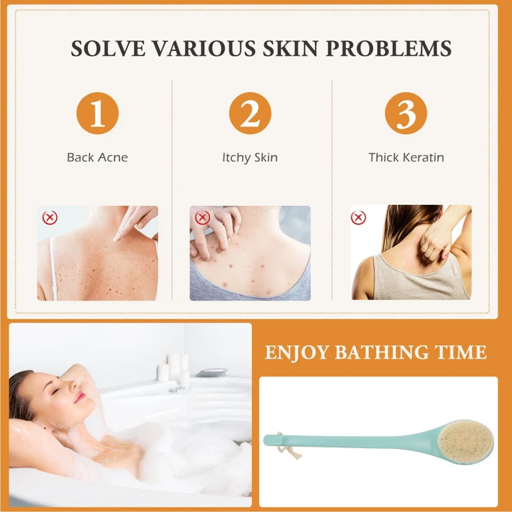 3 pcs Long Handle Shower Brush Body Brush Bath Brush Back Scrubber for