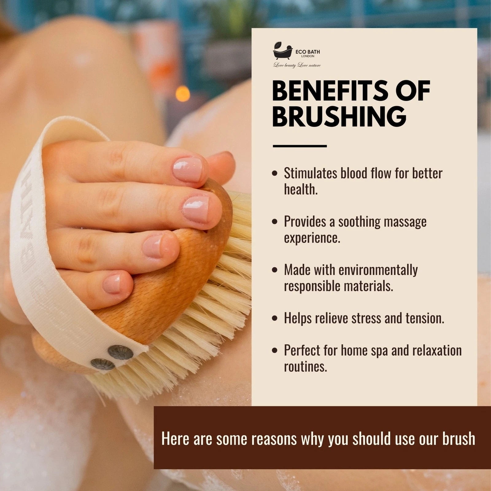 Eco Bath London Natural Sisal Massage Hand Brush - Dry Brushing Hand Brush for E