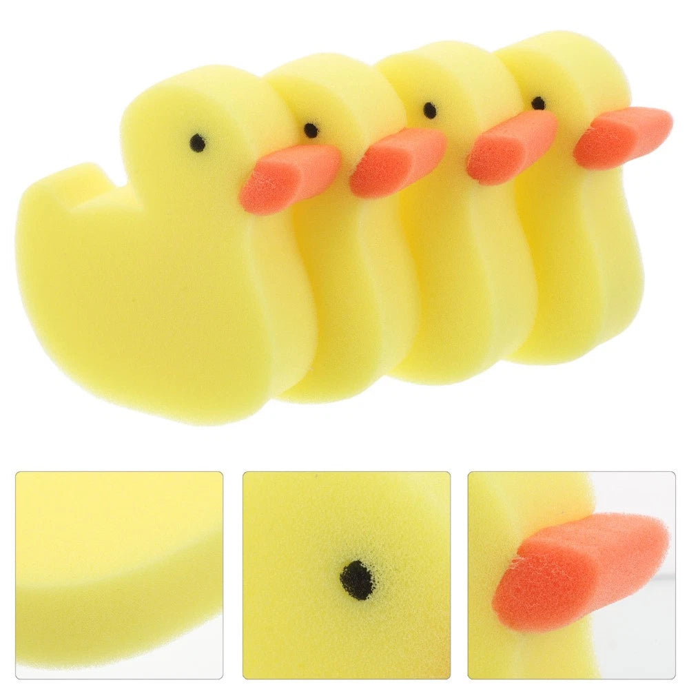 4 Pcs Little Yellow Duck Bath Brush Toddler Child Scrubber for Body