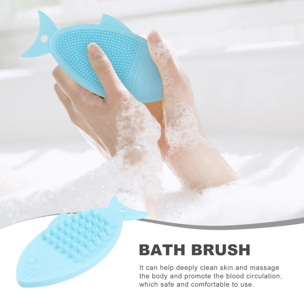 Fish-shaped Bath Brush Child Baby Cleansing Shower Scrubber for Body Silicone
