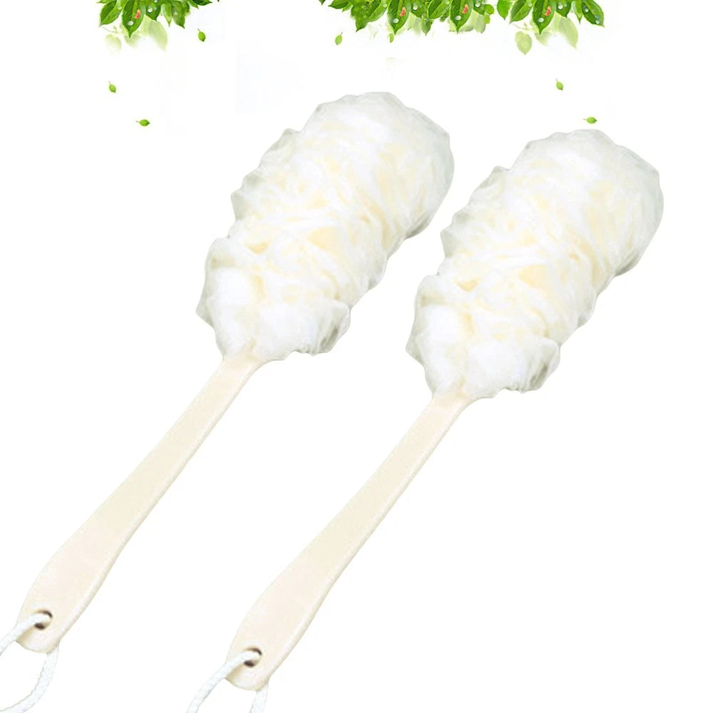 2 Pcs Rub The Back Bath Flowers Scrubber with Handle Shower Puff Body Brush