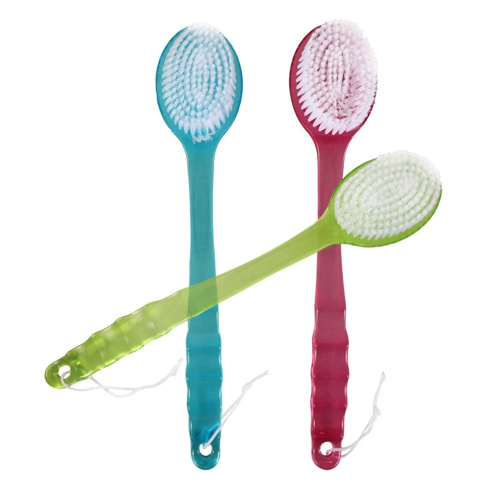 3 Pcs Bath Brush Body Shower Scrubber Extended Length Back Washer Brushes