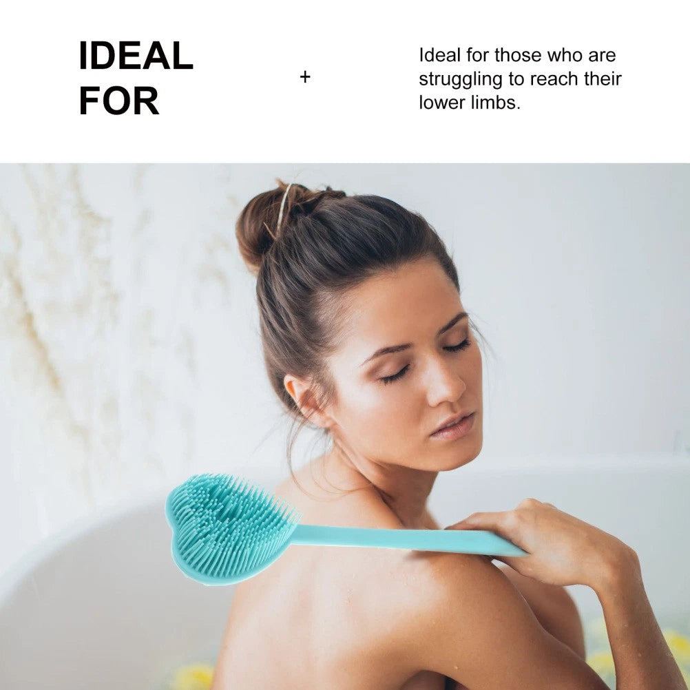 Heart-shaped Bath Brush Man Silicone Shower Scrubber Long Handle Bathing