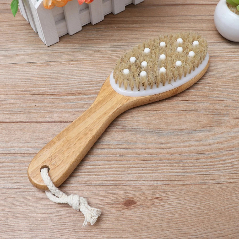 Soft Bead Massage Brush Long Handled Bath Scrubbing Shower Tool Scrubber