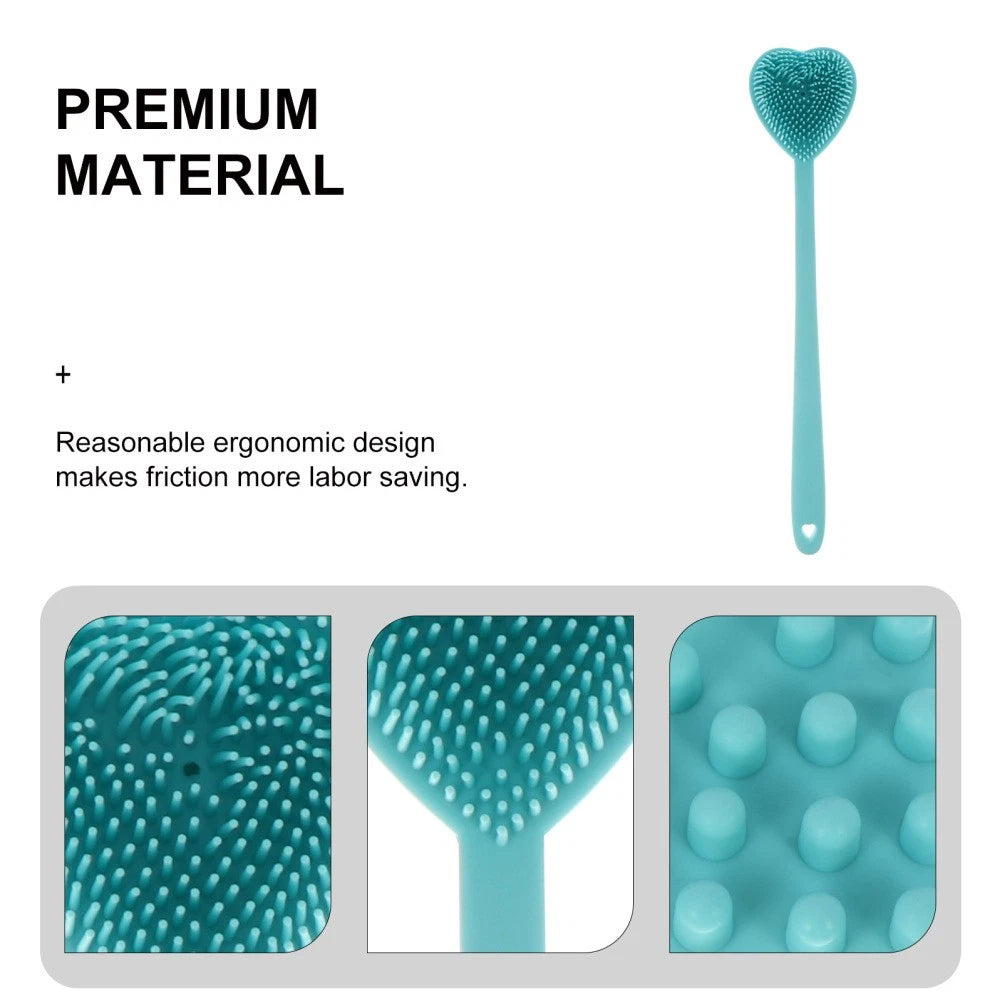 Heart-shaped Bath Brush Man Silicone Shower Scrubber Long Handle Bathing