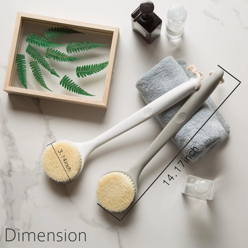 2 Pack Shower Brush for Back 14in Body Brush Long Handle Back Scrubber Soft B...