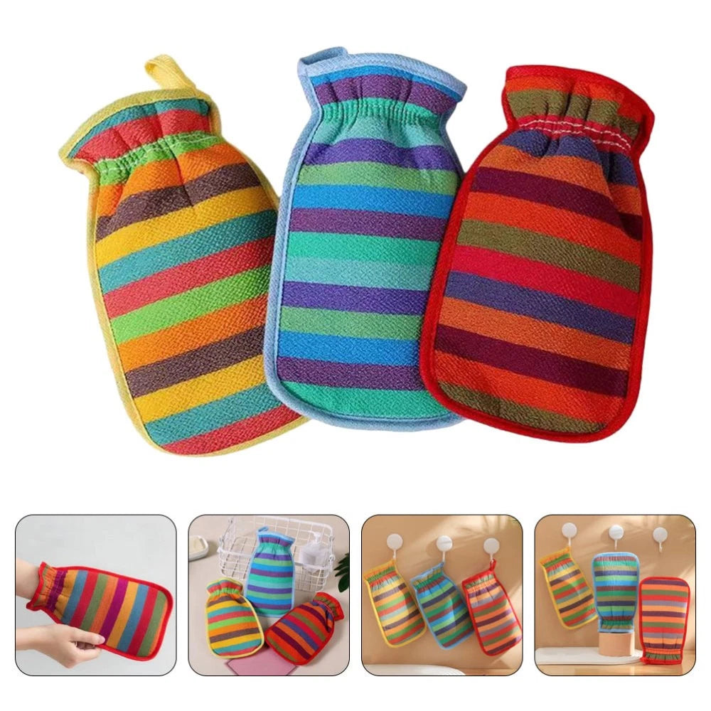 3 Pcs Bath Towel Gloves Back Brush for Shower Men Mitts Washcloths