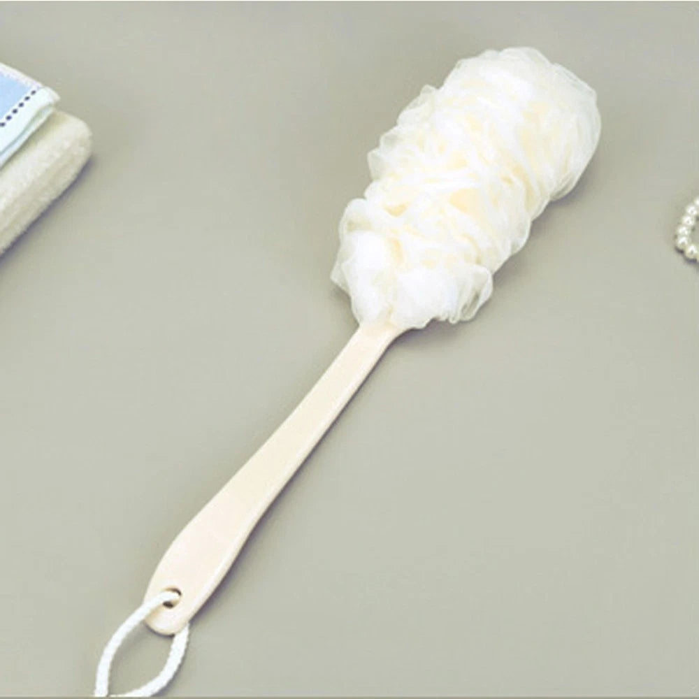 2 Pcs Rub The Back Bath Flowers Scrubber with Handle Shower Puff Body Brush