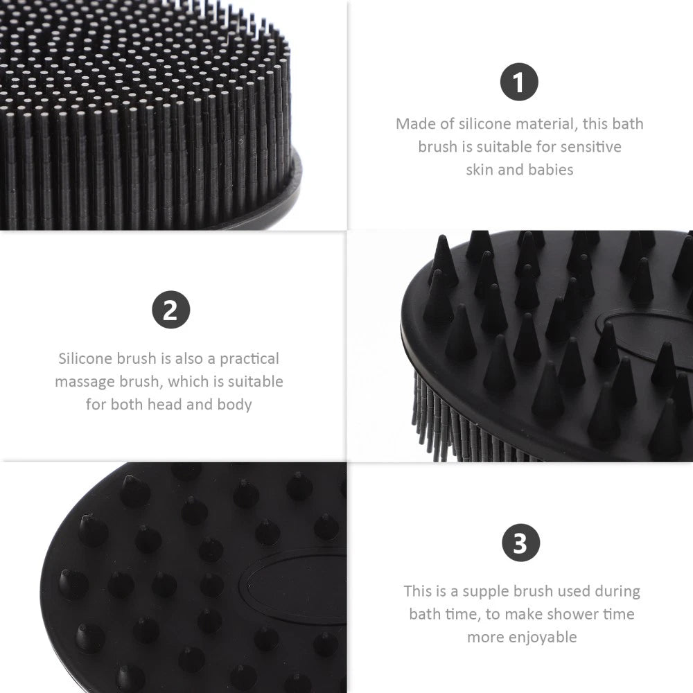 2 Pcs Bath Brush Silicone Shower Scrubber Body with Handle