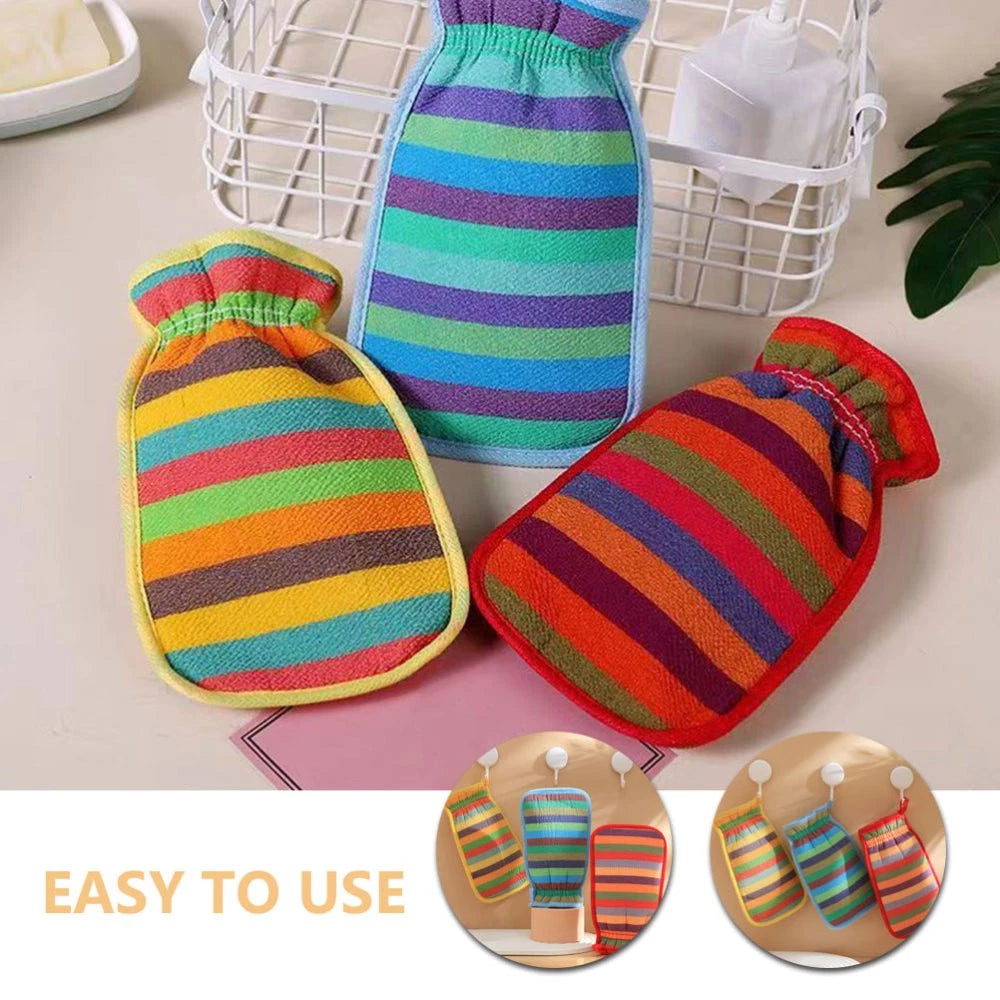 3 Pcs Bath Towel Gloves Back Brush for Shower Men Mitts Washcloths
