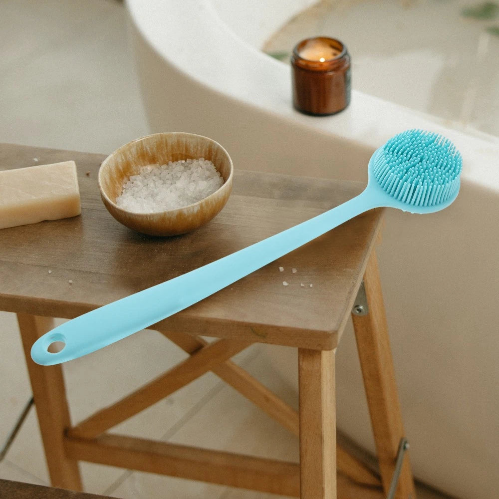 Long Handle Bath Brush Silicone Exfoliator Body Scrubber for Clesning