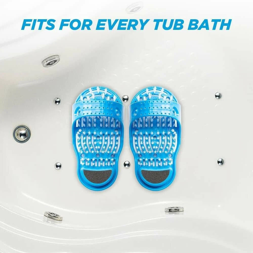 Bath Shower Spa Easy Cleaner Scrub Foot Scrubber Brush Slipper Feet Massage Wash