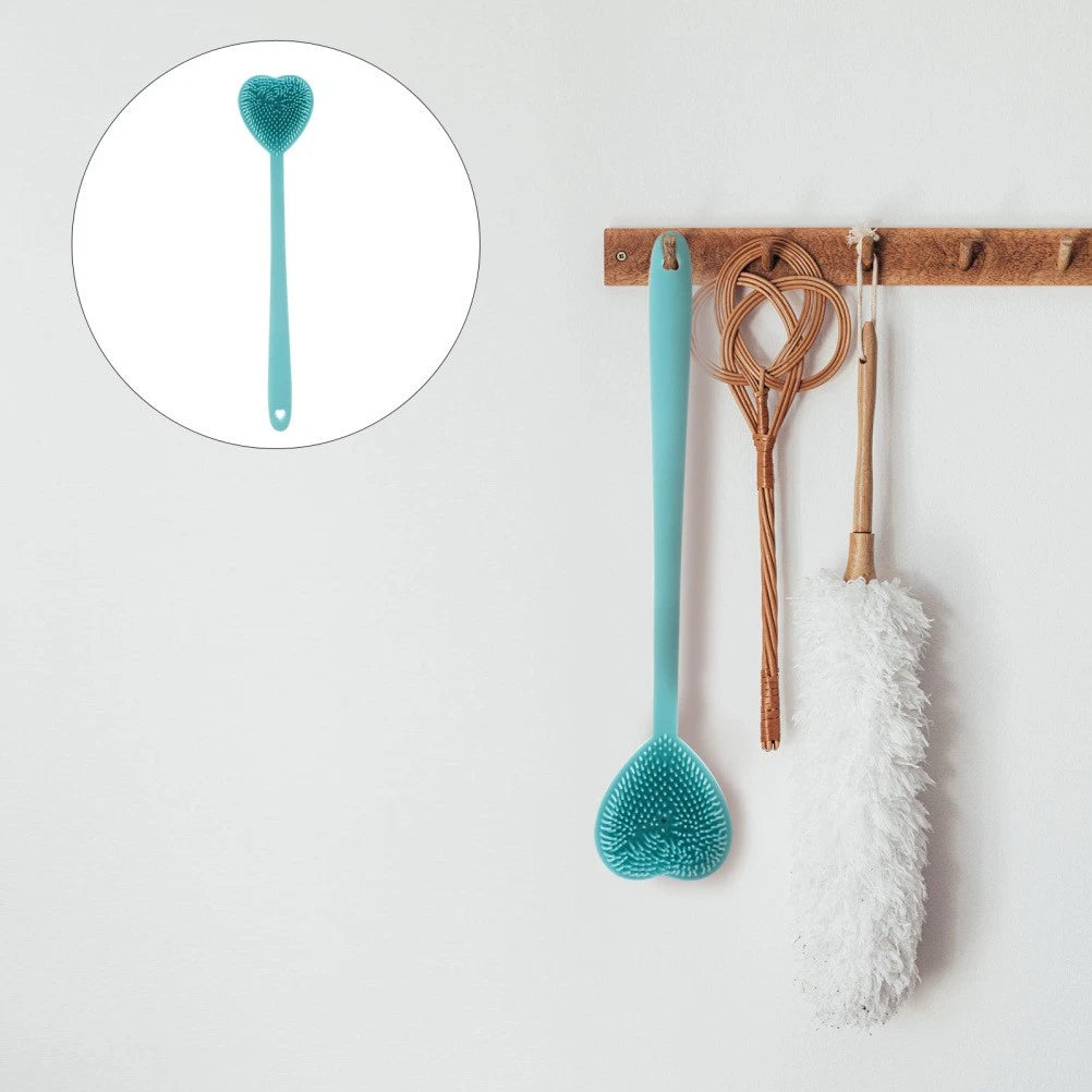 Heart-shaped Bath Brush Man Silicone Shower Scrubber Long Handle Bathing