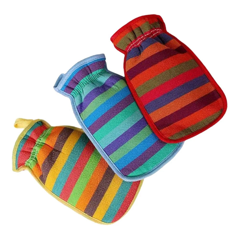 3 Pcs Bath Towel Gloves Back Brush for Shower Men Body Exfoliator