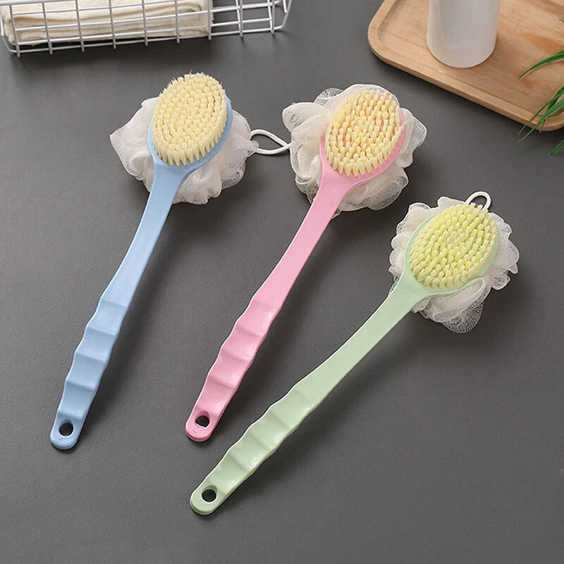Long Handle Rubbing Back Bath Brush Flower Ball For Adult Soft Hair Dual PurYYR