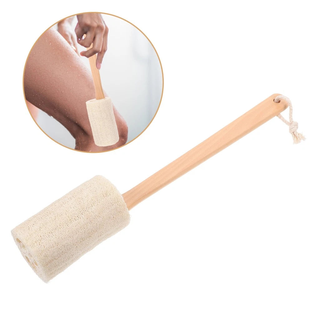Natural Loofah Bath Scrubber Brush with Long Handle for Easy Cleaning