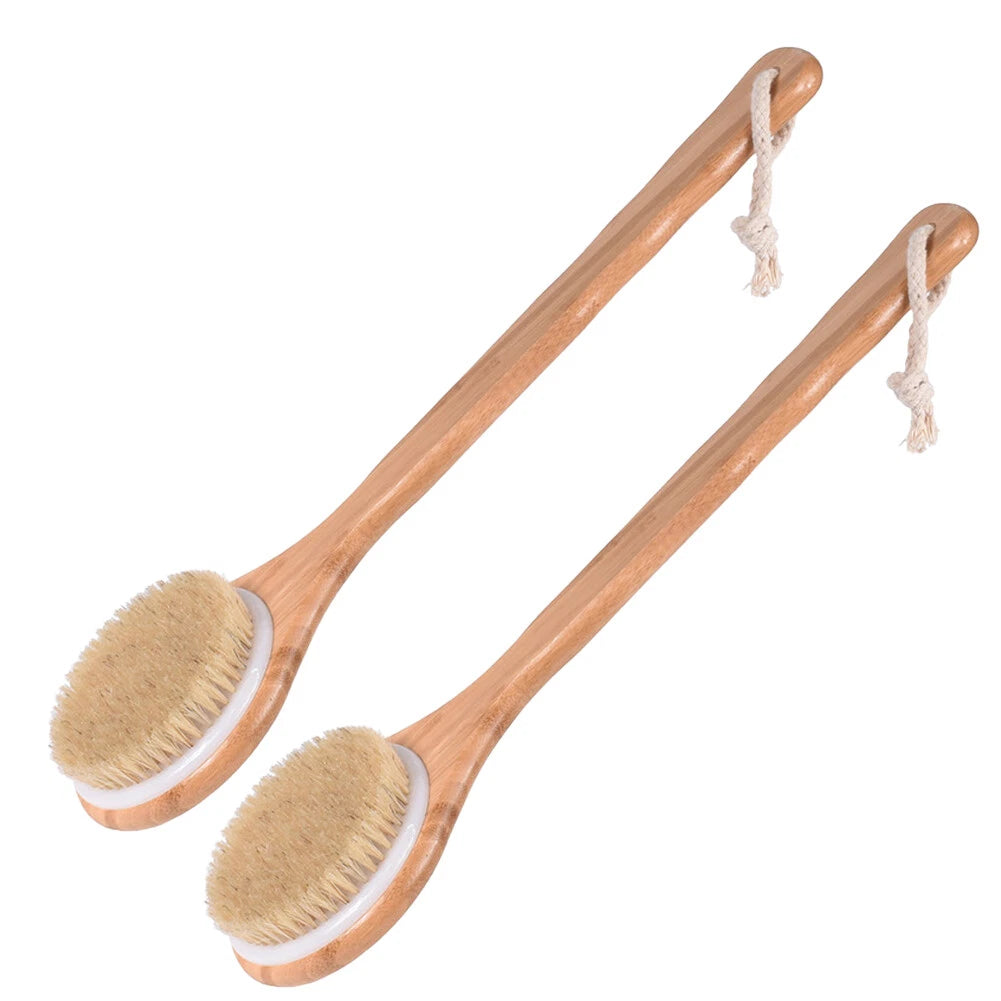 US 1 Natural Bristle Wooden Bath Shower Brush Spa Back Body Dry Skin Scrubber