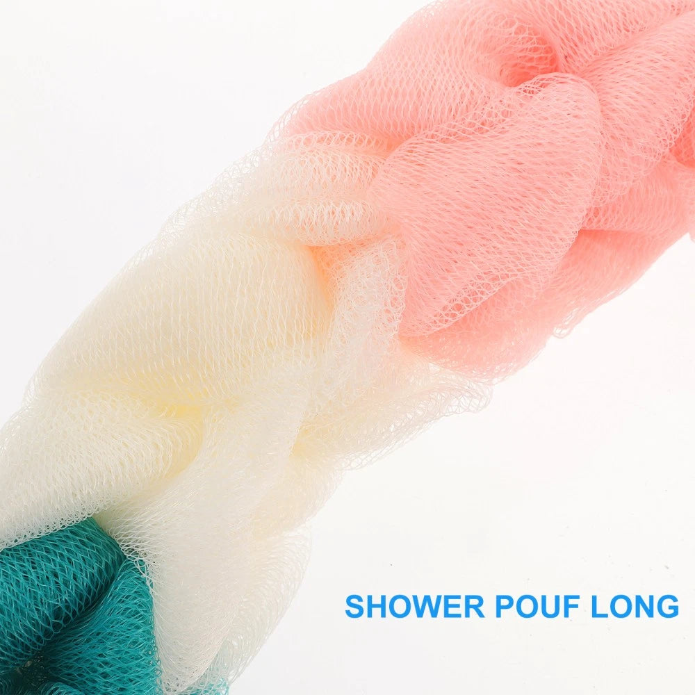 3 Pcs Back Scrubber Shower Scrunchie Bath Towel Man Loofah Exfoliating Body