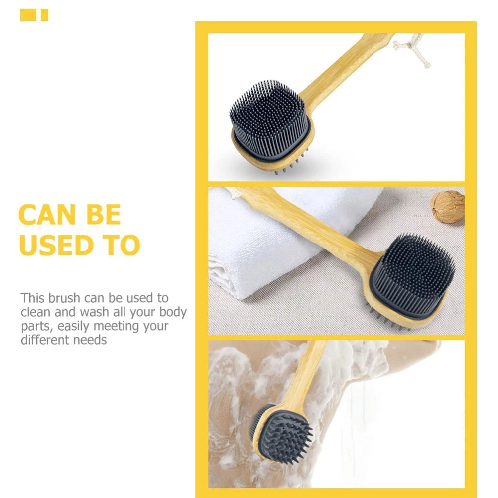Bath Brush Silicone Back Scrubber for Shower Man Miss Body with Handle