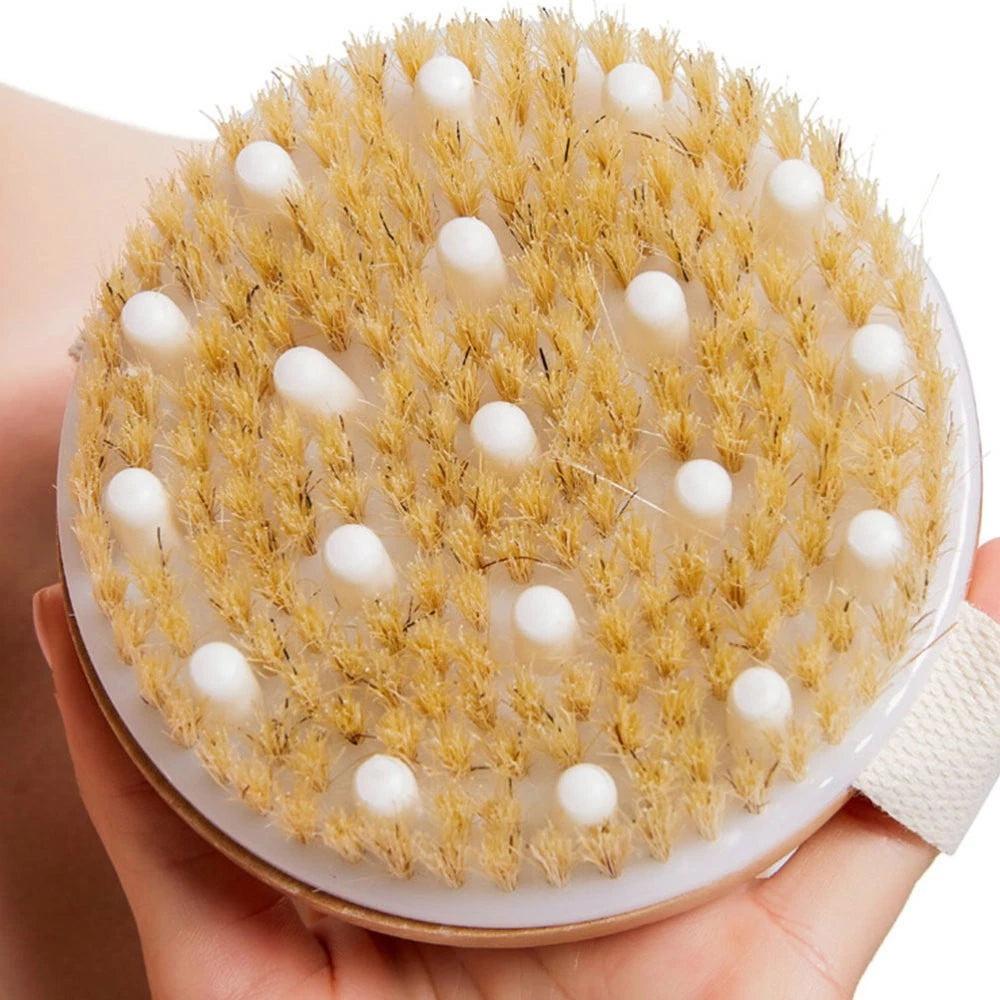 1PC Fine Wood Bath Brush Exfoliating Massage Brush (Khaki) No Handle Brush