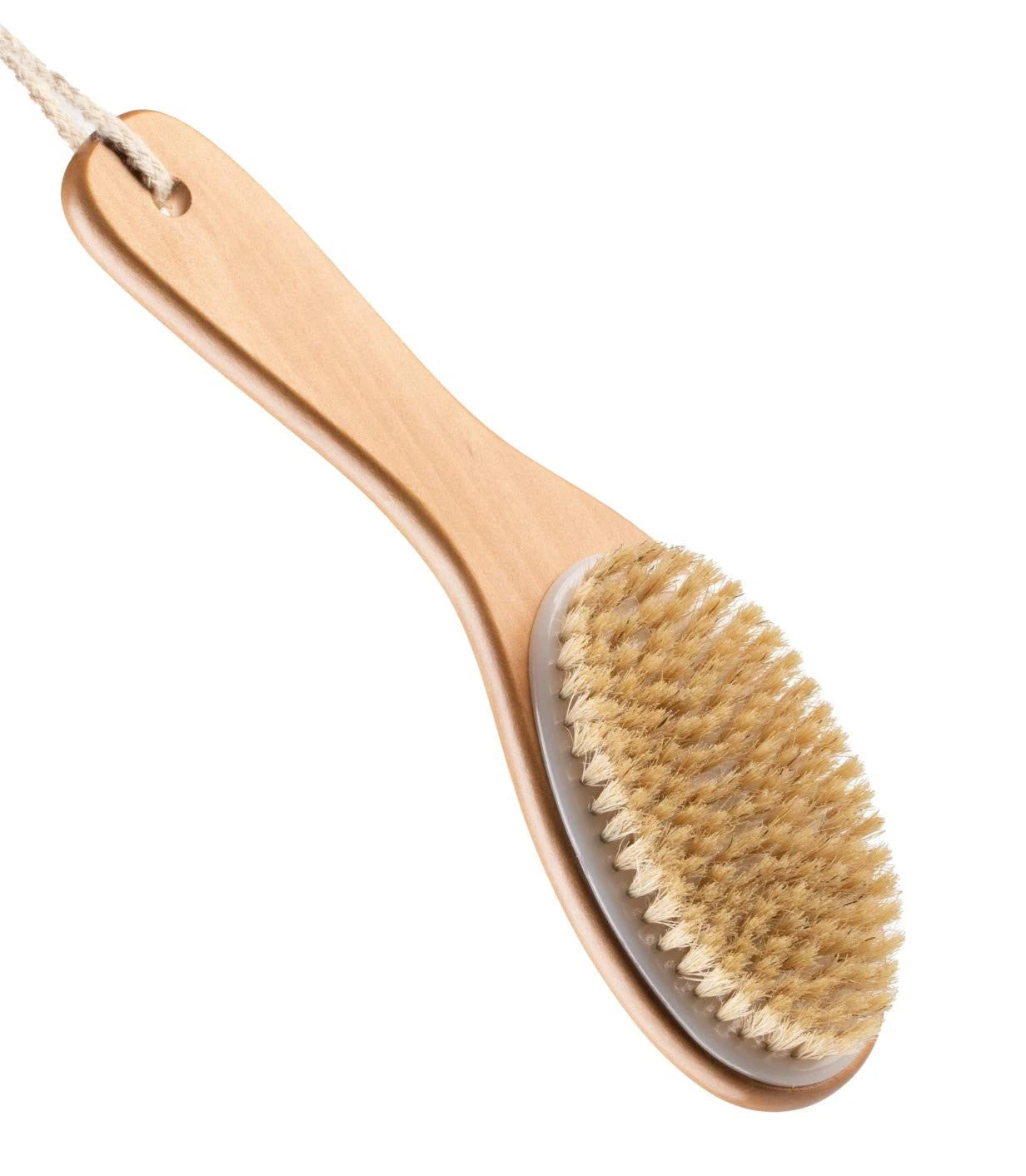 Natural Boar Bristle Body Brush with Contoured Wooden Handle